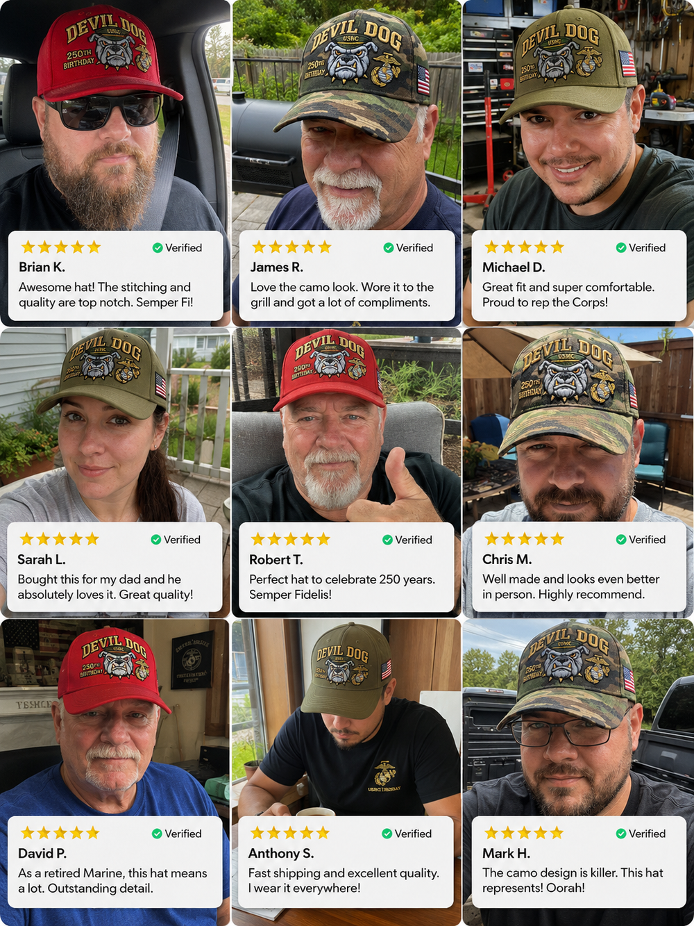 🔥 Father’s Day Sale - ❤️Handmade Devil Dog USMC 250th Birthday Commemorative Cap US